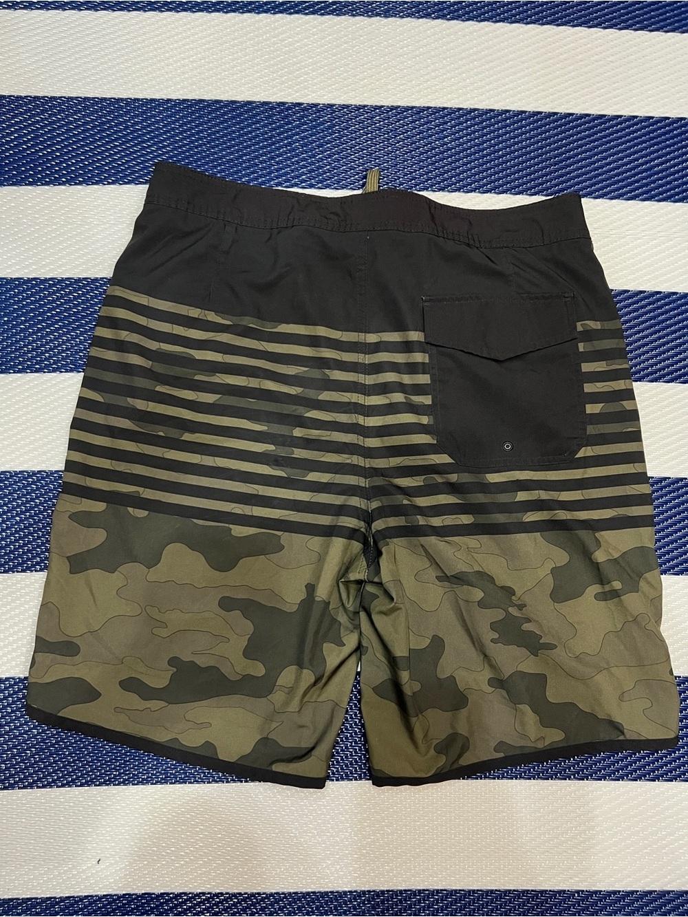 Men's Olive Camo Stripe Swim Board Shorts